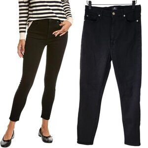 7 For All Mankind Aubrey Black Skinny Jeans Classic Stretch Women's 29